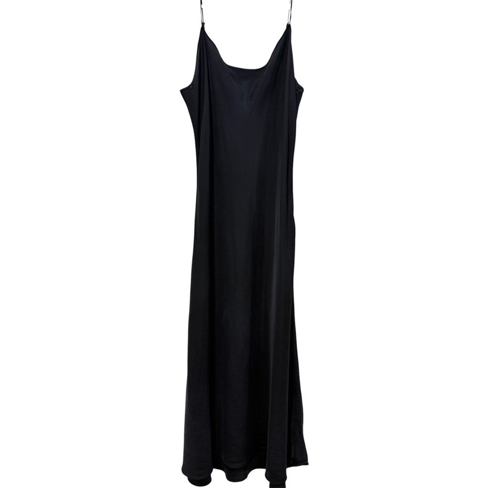 J.Crew Slip Dress Womens 12 Black Cupro Viscose Re-Imagined Midi BA916